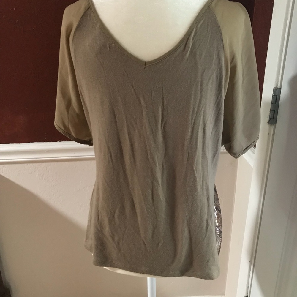 [cache] Cold-Shoulder Beige Sequined Top - Picture 3 of 5